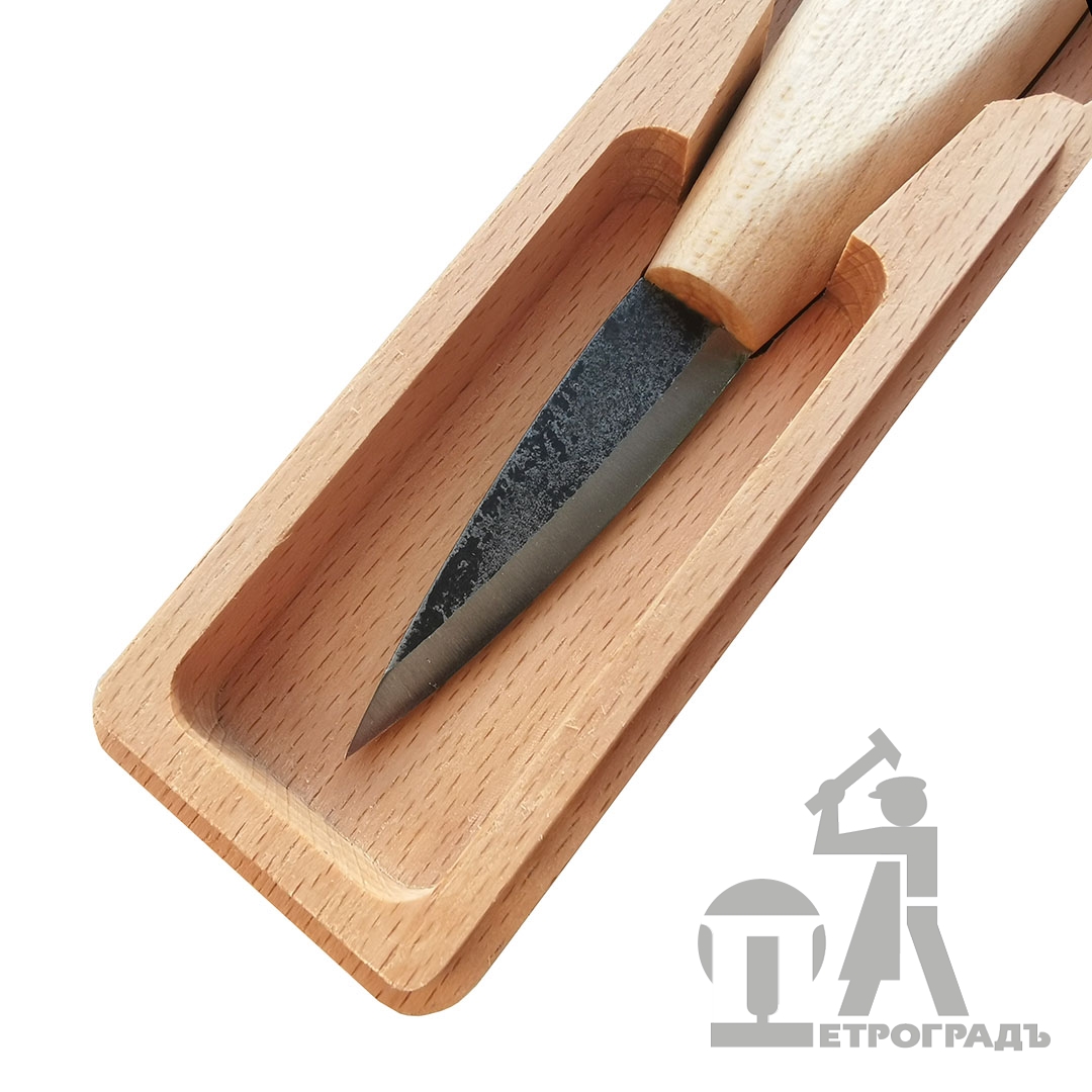Carving knife PETROGRAD, Finnish type, 190mm/60mm in wooden box Carving knife PETROGRAD, Finnish type, 190mm/60mm in wooden box