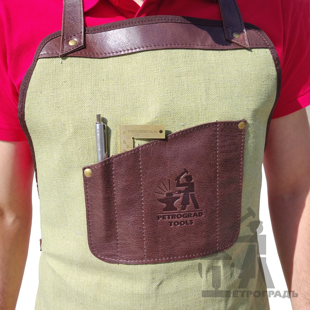 Apron, model 7, green textile Apron, model 7, green textile